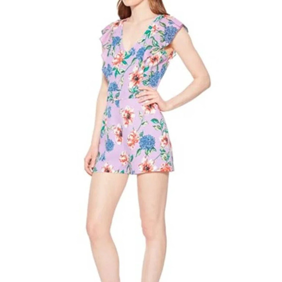 Parker Women's Ana Floral Print Purple Romper In Lais Fleur Size 2 Small - Picture 3 of 6
